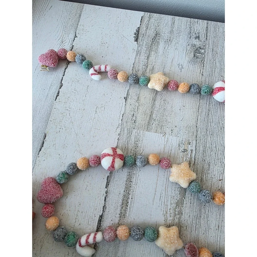 Vintage sugared candy Garland hearts candy cane striped pastel Xmas tree unique